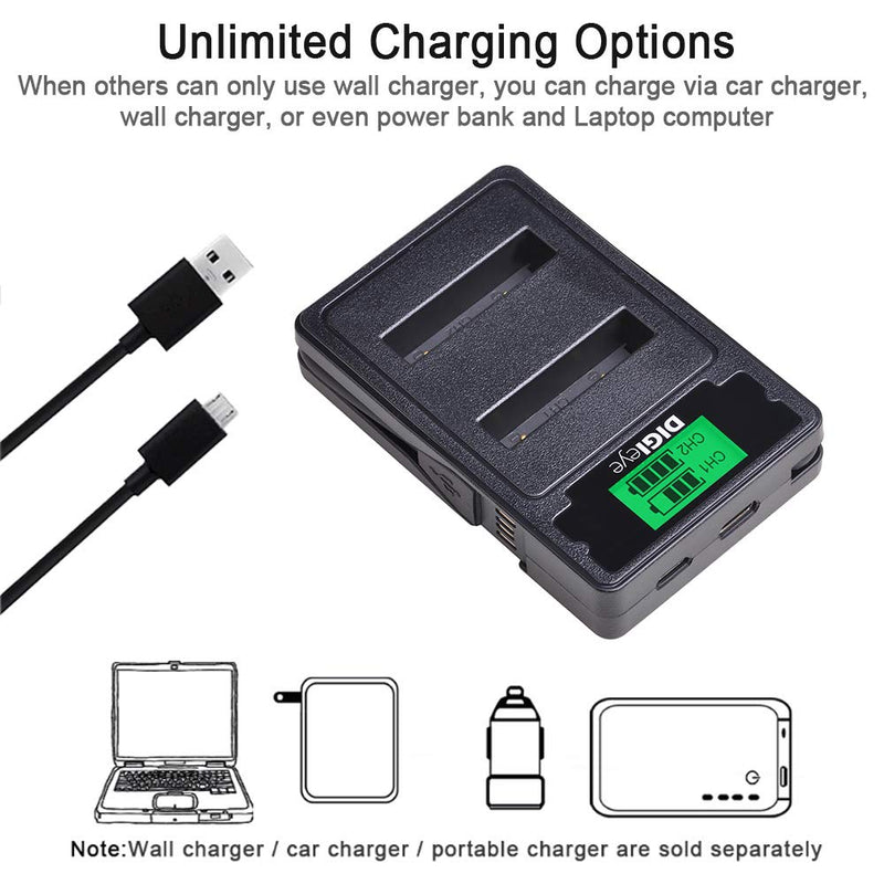 DIGIeye EN-EL5 Replacement Battery (2-Pack) and Dual LCD USB Charger kit for Nikon EN-EL5 Coolpix P530, P520, P510, P100, P500, P5100, P5000, P6000, P90, P80 Cameras