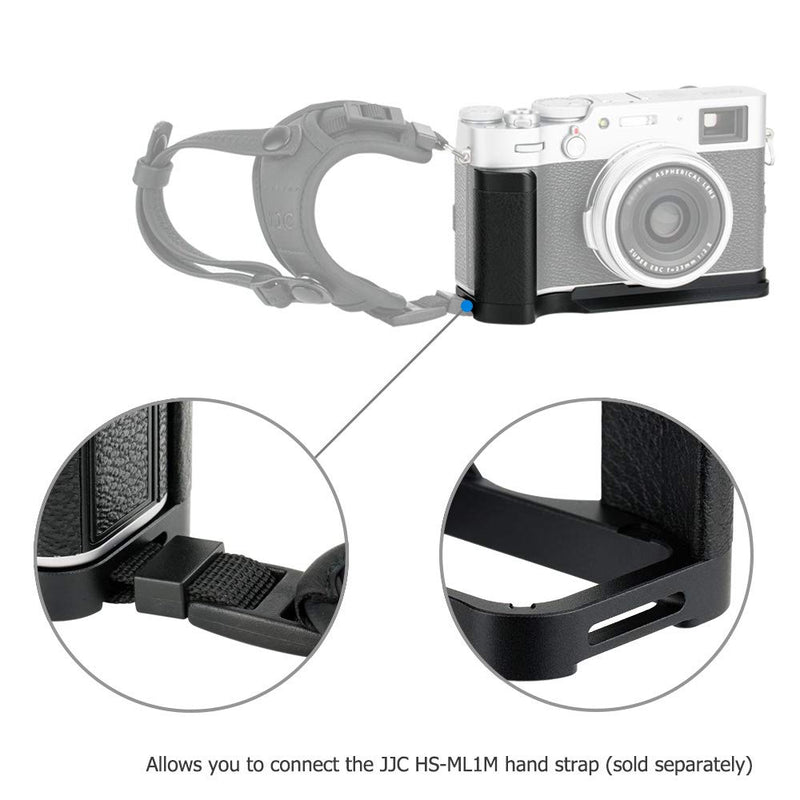 JJC Solid Metal Hand Grip Secure Handle Bracket for Fuji Fujifilm X100V X100F X100 V X100 F Camera, Anti-Slip Pads Design, Arca Swiss Quick Release Plate, Extra 1/4"-20 Tripod Hole & Hand Strap Hole For Fujifilm X100V/X100F