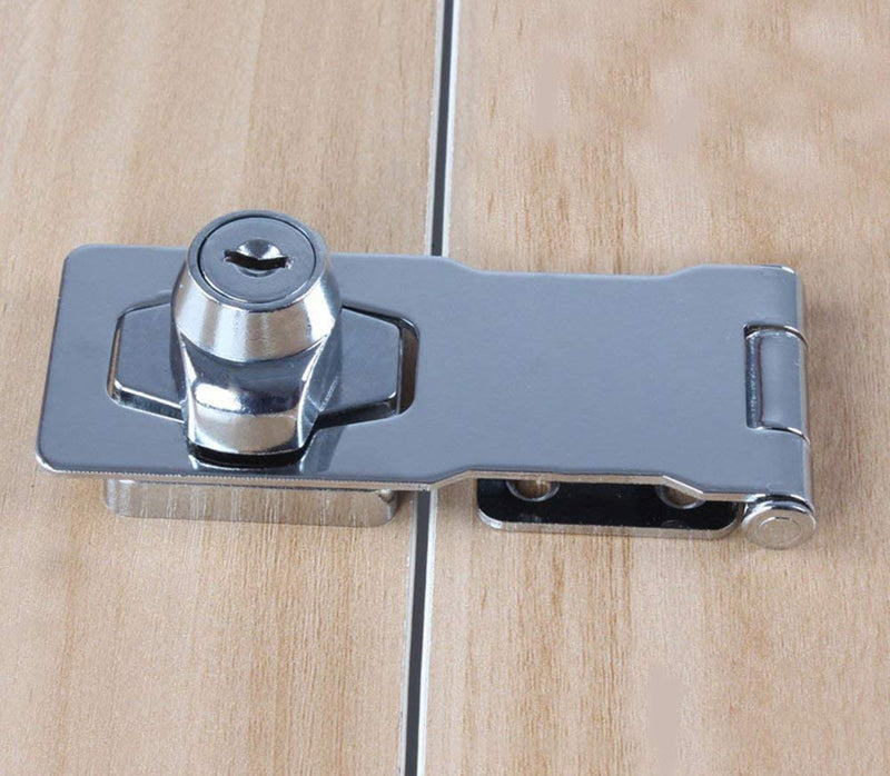 SAUTOP Keyed Hasp Locks - 2 PCS Zinc Alloy Silver Twist Knob Keyed Locking Hasp for Door,Cabinet,Desk,Warehouse,Stock Chrome Plated Hasp Lock Catch Latch with Screws