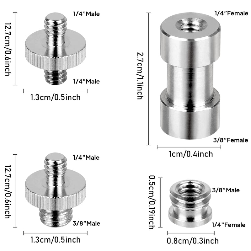 Camera Screw Set, 20PCS 1/4 to 1/4, 1/4 to 3/8 Screw Adapter Converter Threaded Screws Adapter Spigot Screw Mount Set Accessories for Camera Tripod Monopod Ballhead Flash Light Stand Shoulder Rig