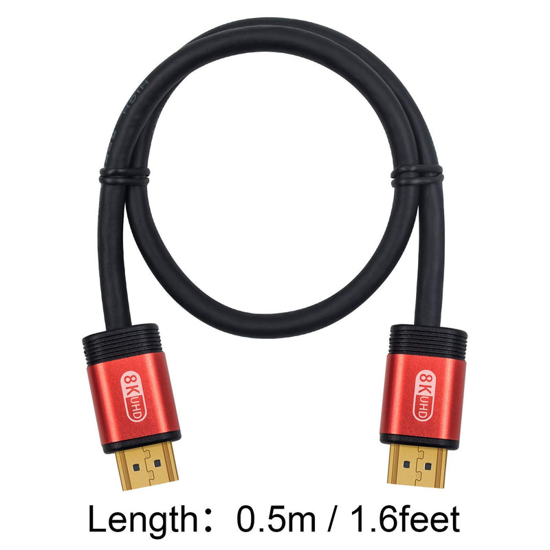 Duttek 8K HDMI 2.1 Cable, High Speed HDMI Cable, HDMI 2.1 Ultra HD Lead High Speed Cord 48Gbps Supports 8K@60HZ 4K@120HZ Compatible with Fire TV, 3D Support, Ethernet Function, 8K UHD, etc (0.5M) 0.5M