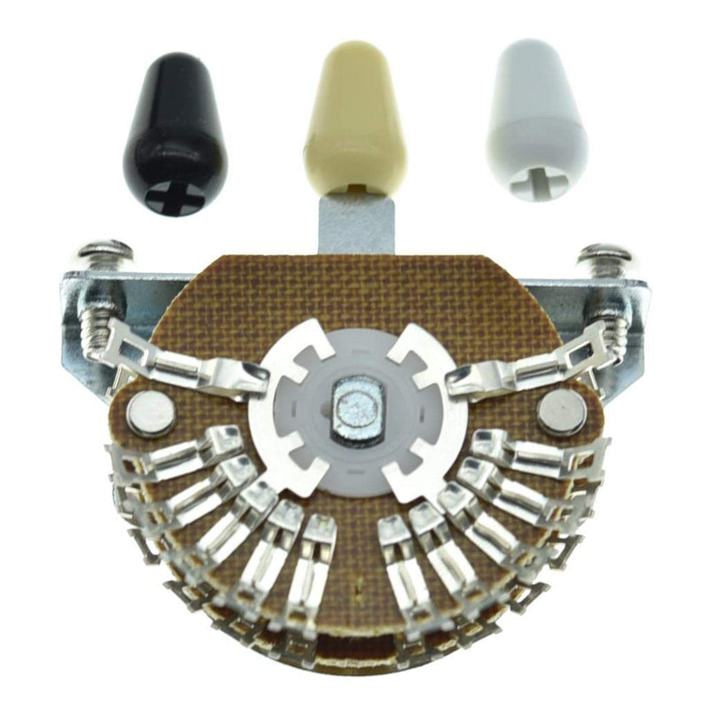 KAISH Guitar 5-way Super Switch Pickup Selector Super 4-Pole Double Wafer for Strat/Tele Guitars with Black/Ivory/White Tip