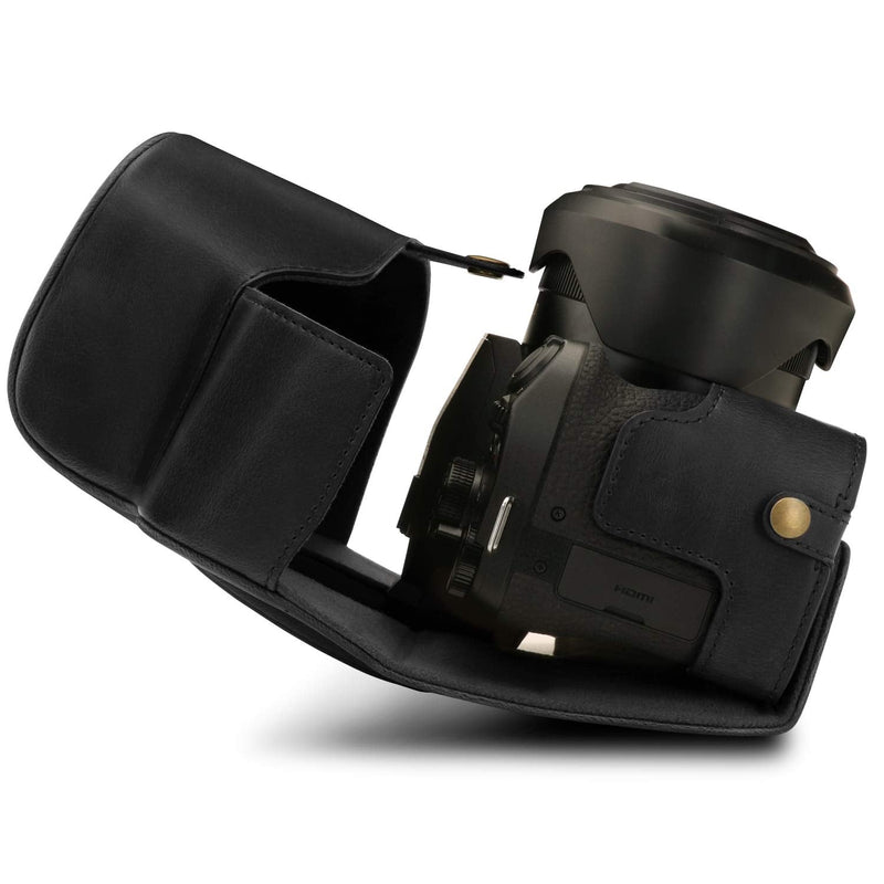 MegaGear Ever Ready Leather Camera Case Compatible with Leica V-Lux 5, Panasonic Lumix DC-FZ1000 II Black