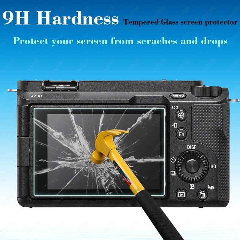 ULBTER Screen Protector for Sony Alpha A6700 6700 ZV-E1 ZVE1 Camera & Hot Shoe Cover 0.3mm 9H Hardness Tempered Glass Cover Anti-Scrach Anti-Fingerprint Anti-Bubble [3+2 Pack]