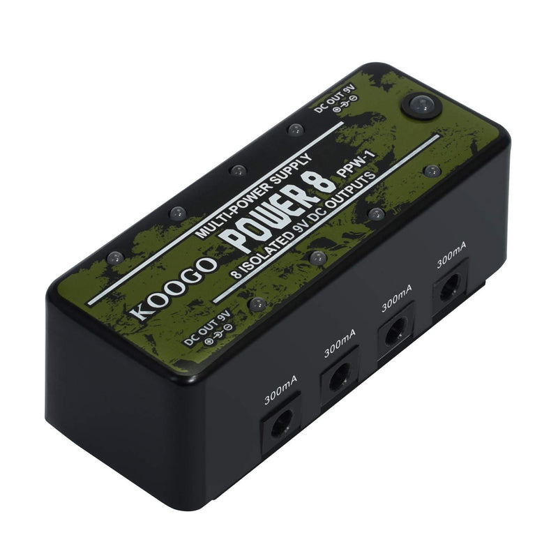 Koogo Guitar Pedal Power Supply Mini Power with 8 Isoluted Out Put 9V DC 300mA Short Circuit Protection US Adapter