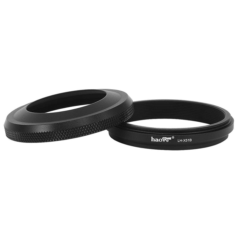 Haoge LH-X51B 2in1 All Metal Ultra-Thin Lens Hood with Adapter Ring Set for Fuji Fujifilm FinePix X100V Camera Accessories Black for X100V