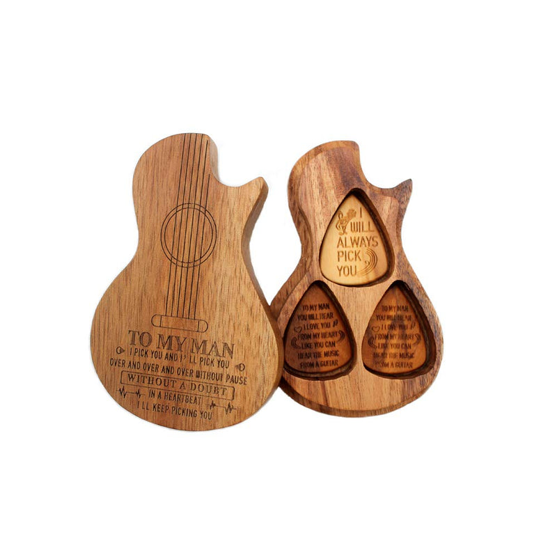 BiJun Guitar Picks, Guitar Picks Acoustic Bass Plectrum Mediator, Musical Instrument Guitar Parts Accessories Personalized Suit, Wooden Any Message Picks Collector Customized (3-PICKS)