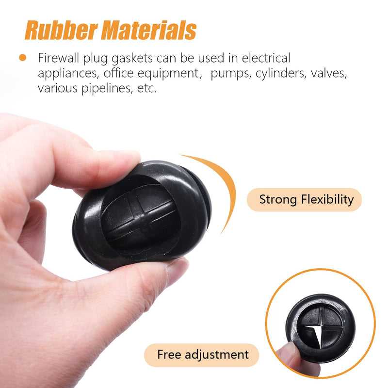 mankk 50 pcs Round Rubber Grommet 7/8" Hole Diameter Double-Sided Rubber Firewall Plug Gasket with Retractable Box Knife for Protecting Cable Wire M-086-7/8"-22MM 7/8"