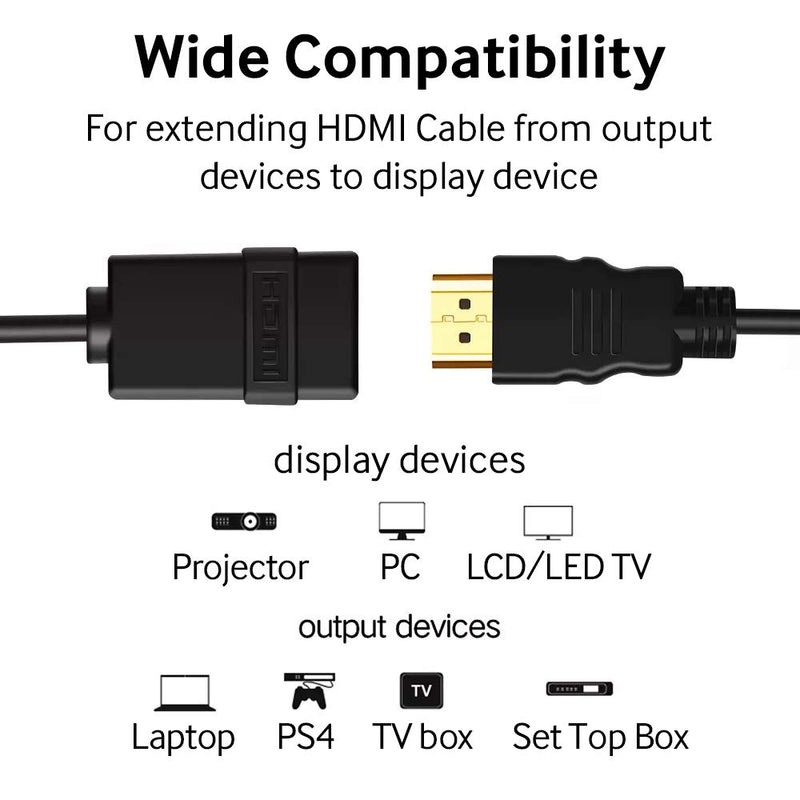 Cmple - HDMI Extension Cable Male to Female Support 3D 4K x 2K Resolution HDMI Cable Extender with Ethernet - 6 Feet 6FT Black