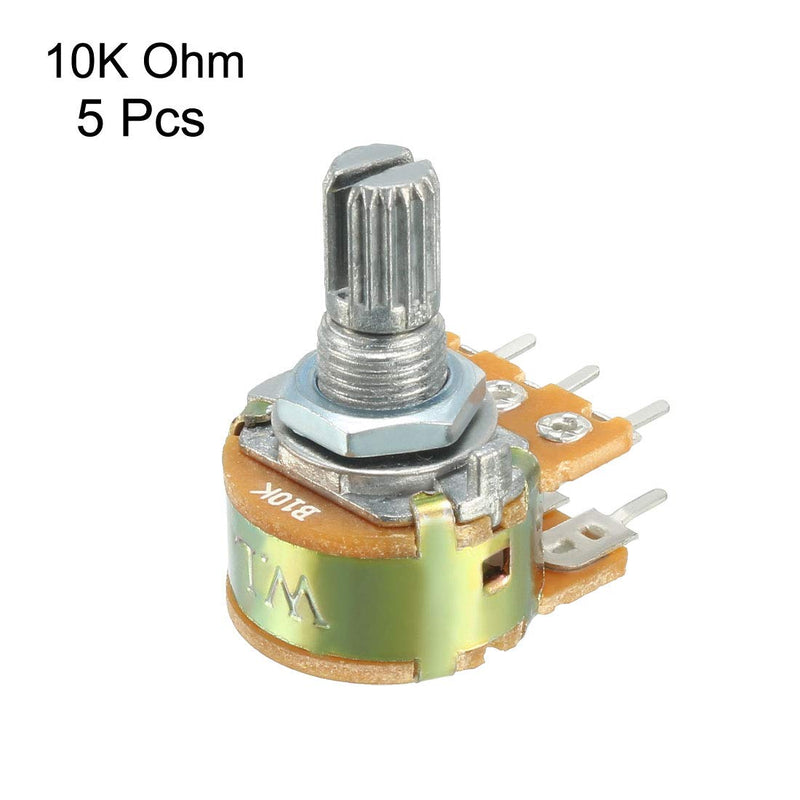 uxcell WH148 10K Ohm Variable Resistors Dual Turn Rotary Carbon Film Taper Potentiometer 5pcs