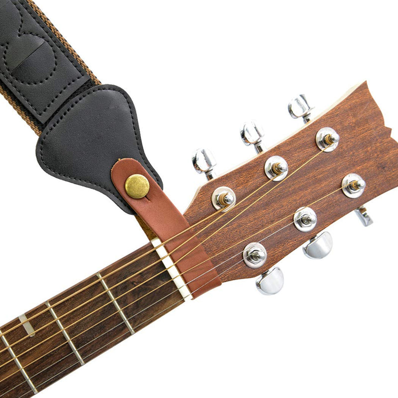 Guitar Headstock Adapter Straps Tie 6pcs Brown Guitar Neck Strap Leather Headstock Strap Lock