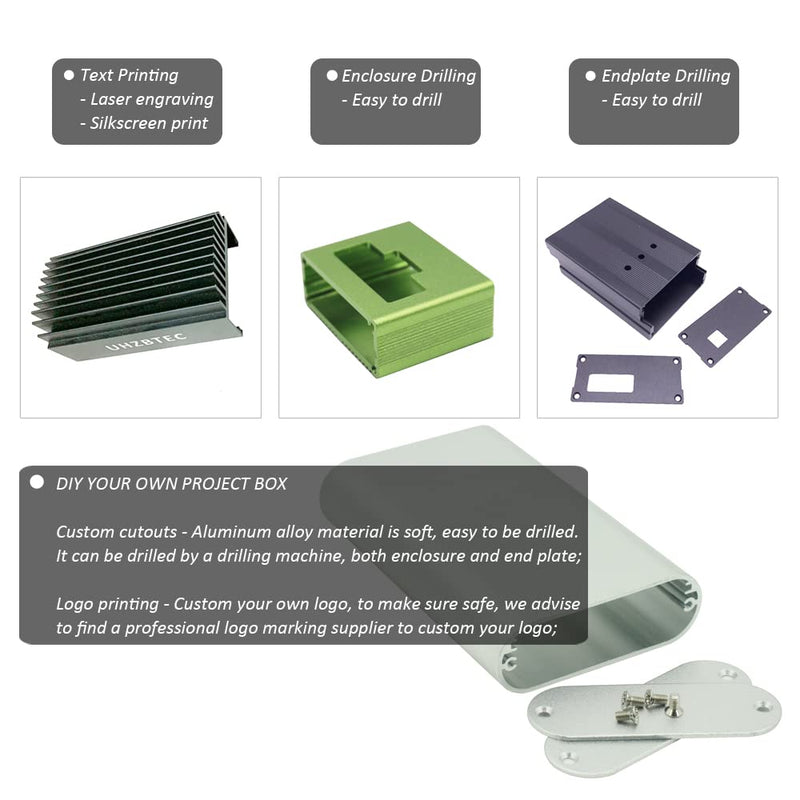 UHZBTEC Small Size Handheld Oval Shape Aluminum Extruded Enclosure Box for Electronics Silver 4.33 x 2.75 x 0.74 inch ( L x W x H ) U-AEE7024:110x70x24mm