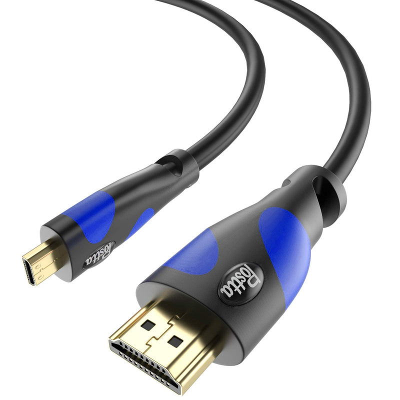 Micro HDMI Cable 10 Feet Postta Micro HDMI to HDMI Adapter Cable Support 4K,1080P,3D,Ethernet-Blue 10FT Blue