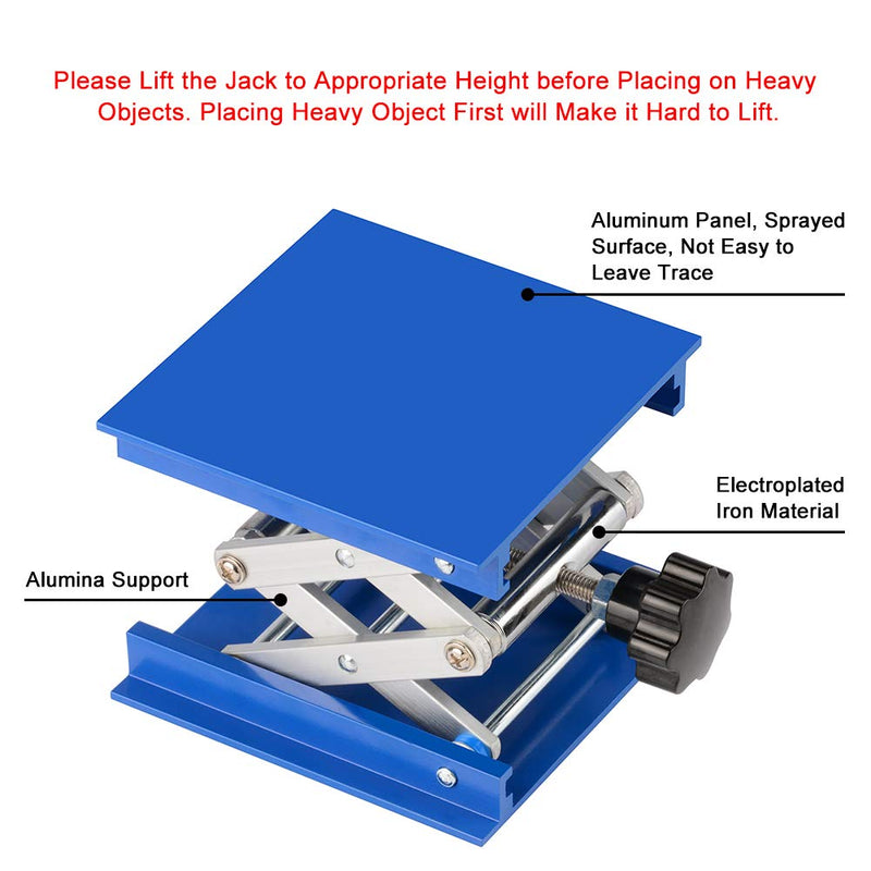 stonylab 4x4 inch Lab Jack, 100x100 mm Anodized Aluminum Top Deck Laboratory Support Jack Platform Lab Lift Stand Table Scissor Jack with 5 KG Support Weight, 45 to 140 mm Vertical Lift Range 100 x 100 mm