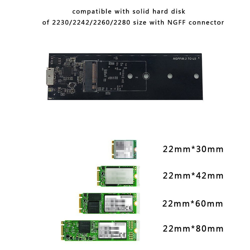 M.2 SATA NGFF SSD to USB 3.0 External SSD Case Reader Converter Adapter Enclosure with UASP, NGFF M.2 2280 2260 2242 2230 SSD with Key B/Key B+M(Grey)