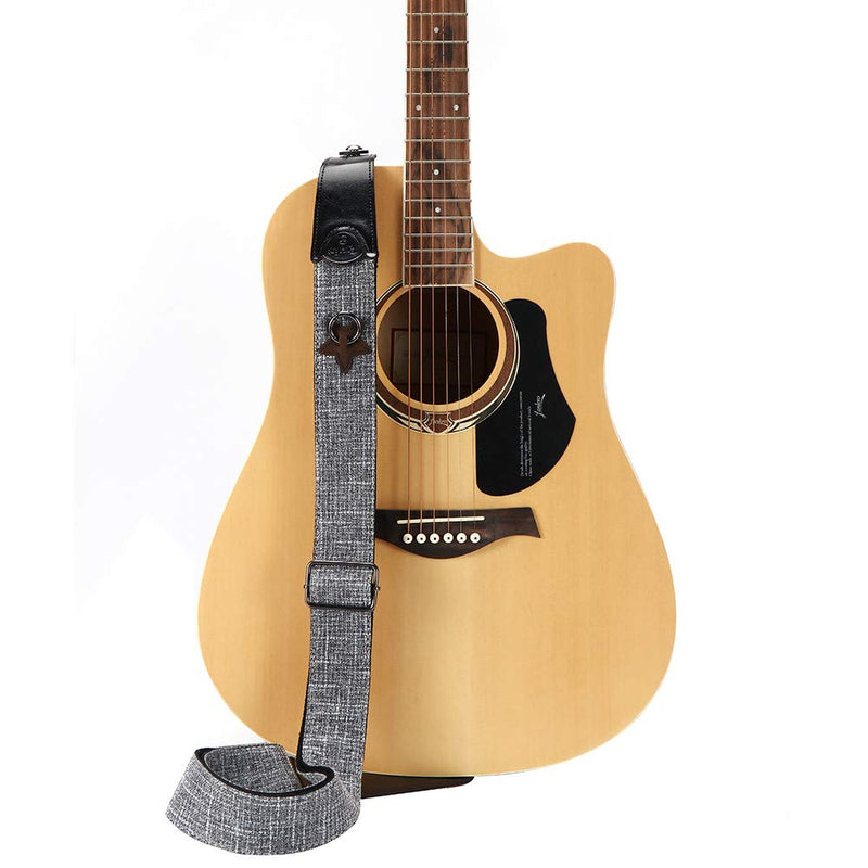 Eyeshot Guitar Strap Adjustable Woven Cotton Guitar Strap with Genuine Leather End, Acoustic Electric Bass Classical Guitar Strap with Strap Locks, Strap Picks & Strap Headstock Button Classical Cotton