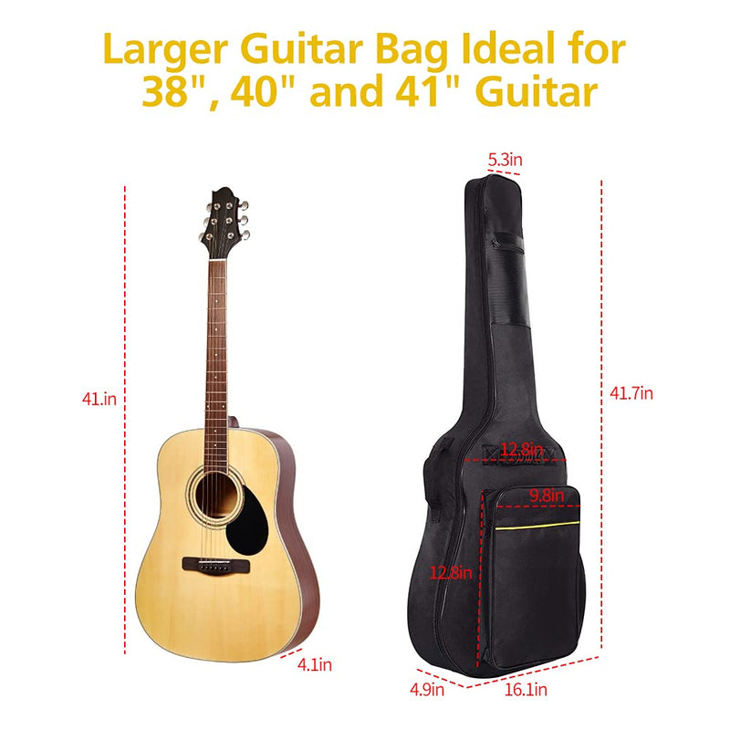 A young store Guitar Bag, 38 40 41inch Guitar Gig Bag, Electric Guitar Case, Waterproof Oxford Electric Guitar Bag with Thick Padding, Two Pockets, for Acoustic Classical Guitar, Ukulele, Bass Guitar