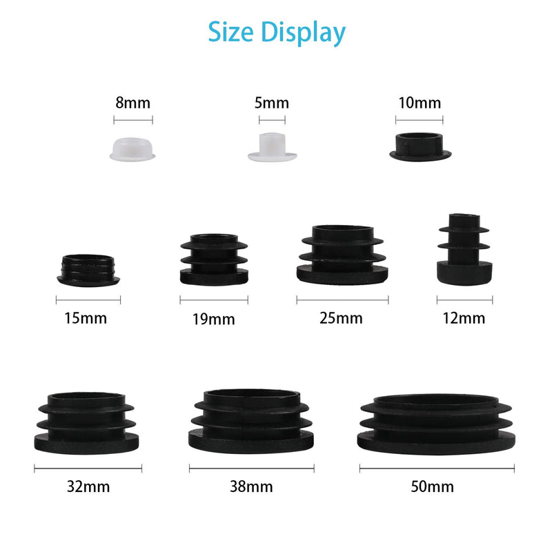 [AUSTRALIA] - 208 Pieces Mixed Sizes Round Plastic Plugs,Pipe Tubing End Cap, Round Plastic Tubing Plug, Durable Chair Glide for Chair Table Stool Leg,Pipe,Round Plastic Tubing,Tube Pipe Hole (Round) 