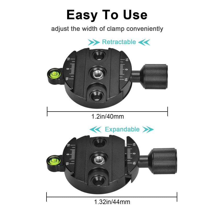 55mm Universal Screw Knob Clamp with 50mm Quick Release Plate with Bubble Level,for Tripod Head Monopod,Ytvariw