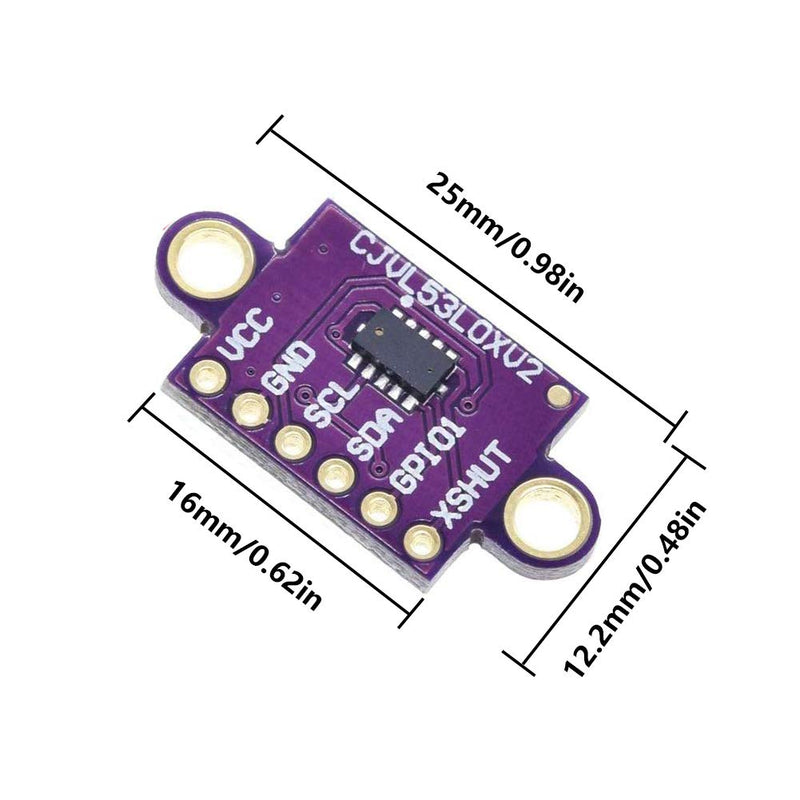 ACEIRMC 2pcs VL53L0X Time-of-Flight (ToF) Laser Ranging Sensor Breakout 940nm GY-VL53L0XV2 Laser Distance Module I2C IIC (Purple) Purple