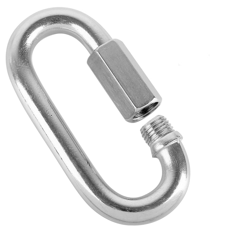 6 Pack Quick Link M5 5mm Stainless Steel Chain Connector by KINJOEK, Heavy Duty D Shape Locking Looks for Carabiner, Hammock, Camping and Outdoor Equipment (Max. Load 648 Lb) 6 Pack M5