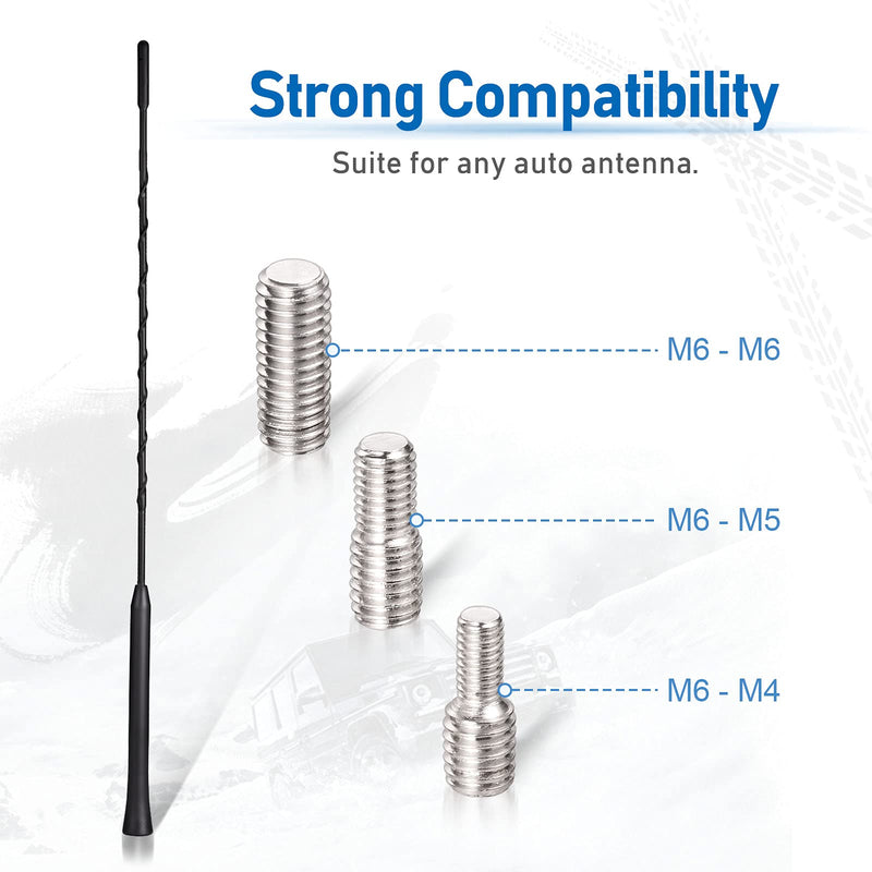 [AUSTRALIA] - Eightwood Universal Vehicle Antenna Replacement 16 inch, AM FM Roof Mount Car Radio Antenna Mast, Flexible Rubber Antennae with M4 M5 M6 Threaded Adapter 