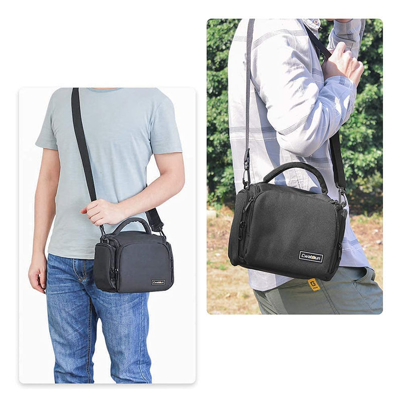 Cwatcun Single Shoulder Crossbody Compact Camera Bag Case Compatible for Canon Nikon Sony SLR DSLR Mirrorless Cameras and Lenses Waterproof Black 1.0 BLACK S