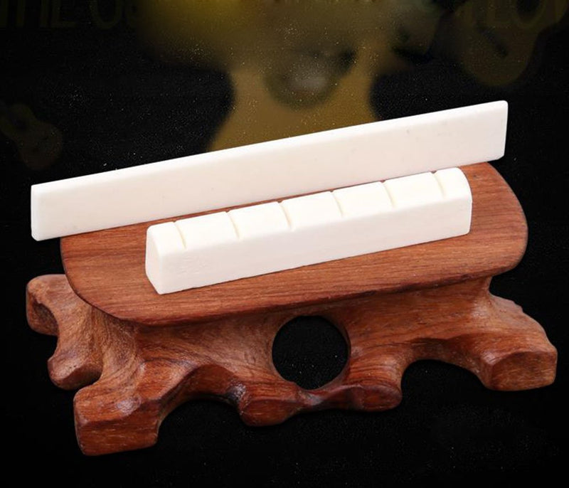 MINGZE 6 String Acoustic Classical Guitar Bone Bridge Saddle and Nut Made of Real Bone (For Classic) For Classic