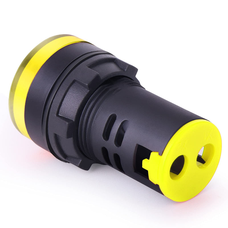 GASHER 12V/24V/110V 20mA Energy Saving Indicator Light Mounting Hole Size 22mm (7/8 Inch) Yellow 10 Pcs 110V