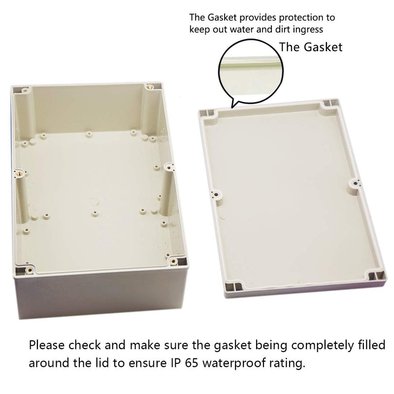 Zulkit Junction Box ABS Plastic Dustproof Waterproof IP65 Universal Electrical Boxes Project Enclosure Gray 9.4 x 6.3 x 3.5 inch (240 x 160 x 90 mm) 9.4" x 6.3" x 3.5"