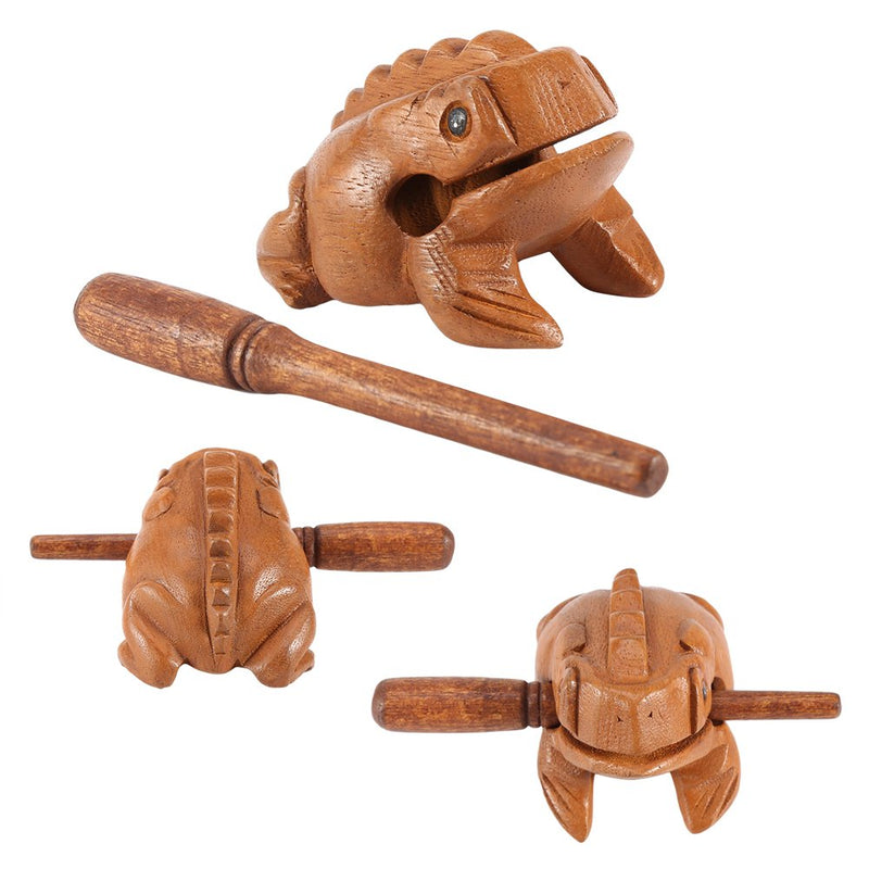 Wood Frog Guiro Rasp Thailand Hand Carved Wooden Frog Guiro Rasp Croaking Sound Toy Musical Instrument Tone Block Natural Finish Five Sizes(#5) #5