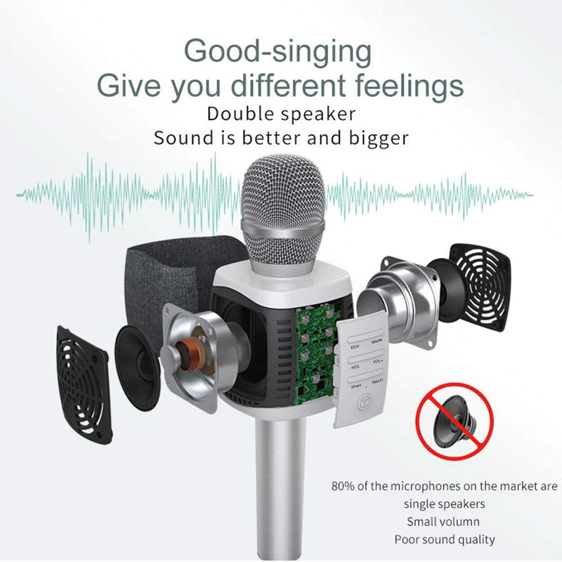 [AUSTRALIA] - TOSING XR Wireless Bluetooth Karaoke Microphone,Louder Volume 10W Power, More Bass, 3-in-1 Portable Handheld Double Speaker Mic Machine for iPhone/Android/iPad/PC (dark grey) 