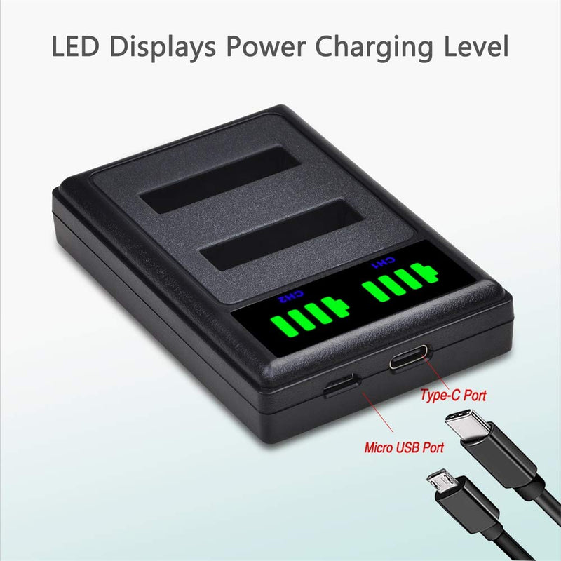 LI-92B LI-90B Battery and LED Dual Charger Compatible with Olympus Tough TG-5 TG-6 TG-4 TG-3 TG-2 TG-1 TG-Tracker SH-50 iHS SH-60 XZ-2 iHS SH-1 SH-2 SP-100 2 battery 1 charger