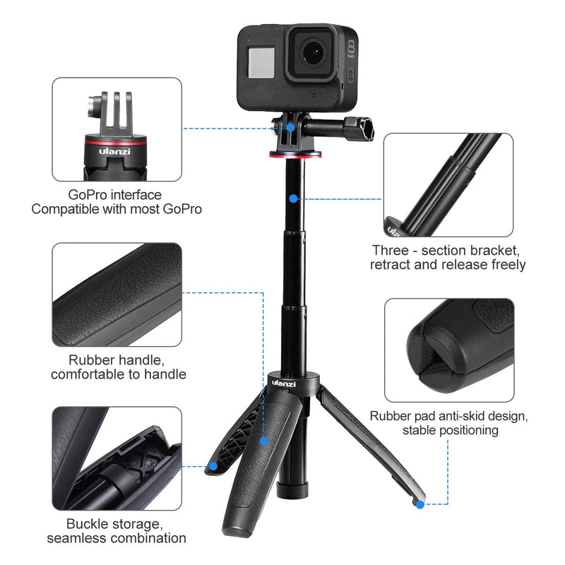 Extendable Selfie Stick for Gopro,2 in 1 Mini Tripod Stand for Gopro Hero 9/8/7/6/5,Portable Handle Vlog Tripod for All Gopro Action Cameras,Osmo Action Accessories
