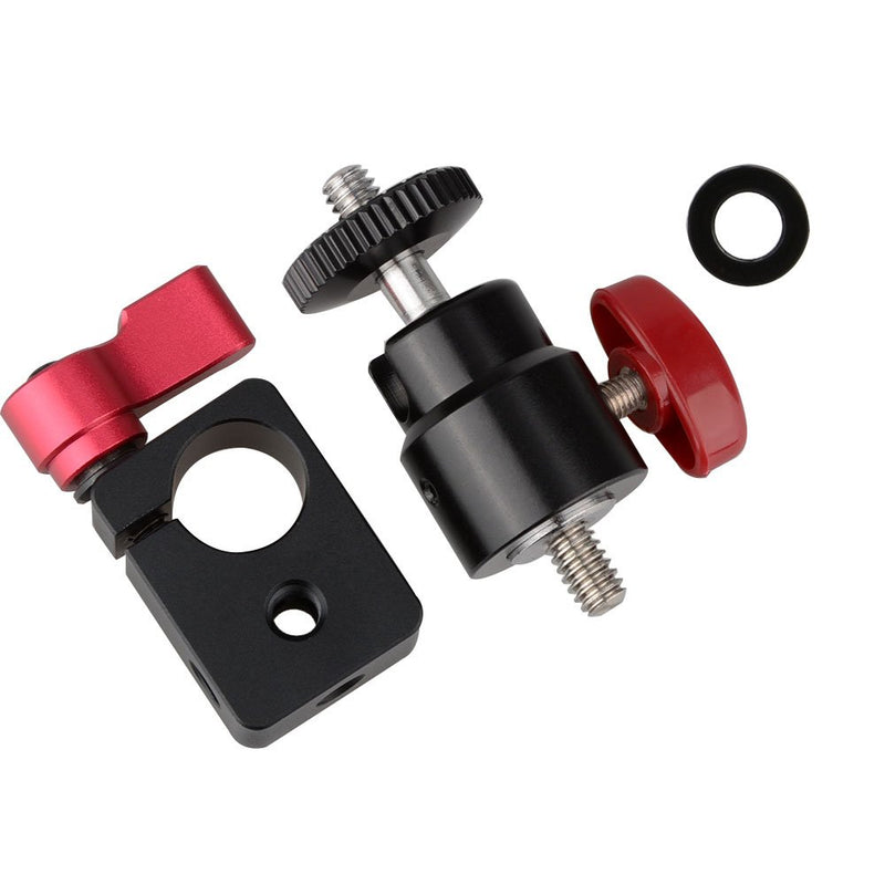 CAMVATE Camera 15mm Rod Clamp Adapter Articulated Mini Ball Head with 1/4"-20 Thread Screw