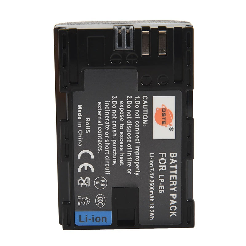 DSTE Replacement for LP-E6 Li-ion Battery Compatible Canon EOS 90D 5D Mark II III 5DS 5DS R 6D 7D 60D 60Da 70D 80D 7D Mark II III XC10 EOS R BMPCC 4K BMPCC 6K BG-E22 Camera as LP-E6N