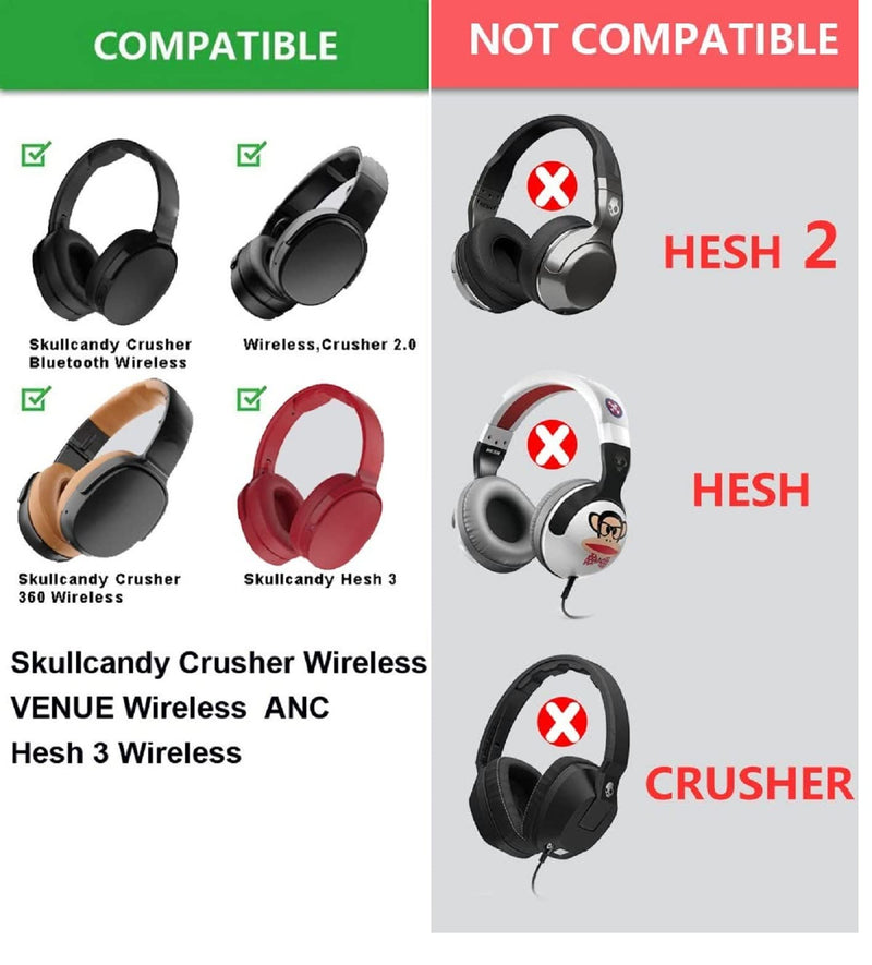 [AUSTRALIA] - VEVER Replacement Ear Pads Cushion for Skullcandy Crusher Wireless Crusher Evo Crusher ANC Hesh 3 Headphones (Black) Black 