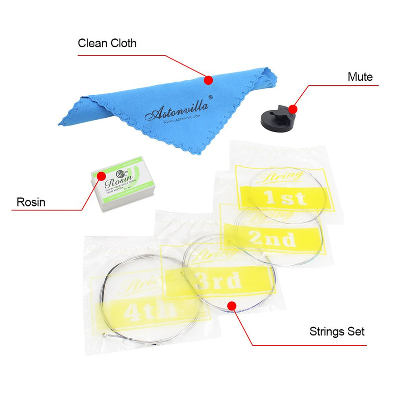 Mute Cleaning Instrument Kits, Cello Strings Cello Practice Mute Cleaning Cloth Rosin Instrument Accessory