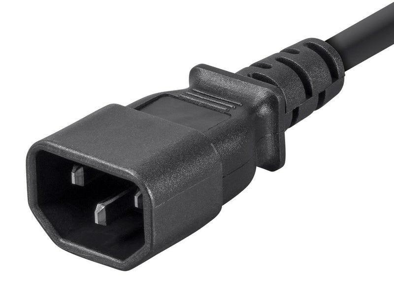 Monoprice 3-Prong Extension Cord - 1.5 Feet - Black | IEC 60320 C14 to IEC 60320 C13, 18AWG, 10A, 125V