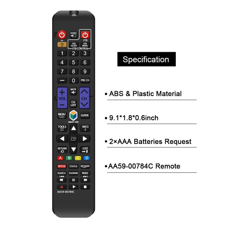 Gvirtue AA59-00784C Remote Control Compatible Replacement for Samsung AA59-00784A AA59-0784B BN59-01043A, KN55S9CAF UN46F6300 UN46F8000 UN50F6350 UN55F8000 UN60F6350 UN60F8000 UN65F8000