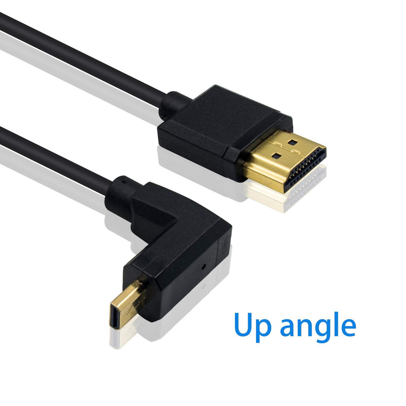 Duttek Micro HDMI to Standard HDMI Cable, Micro HDMI to HDMI Coiled Cable, Extreme Slim UP Angled Micro HDMI Male to HDMI Male Coiled Cable for 1080P, 4K, Ultra HD, 3D (1.2M/4FT) UP Angled 1.2M