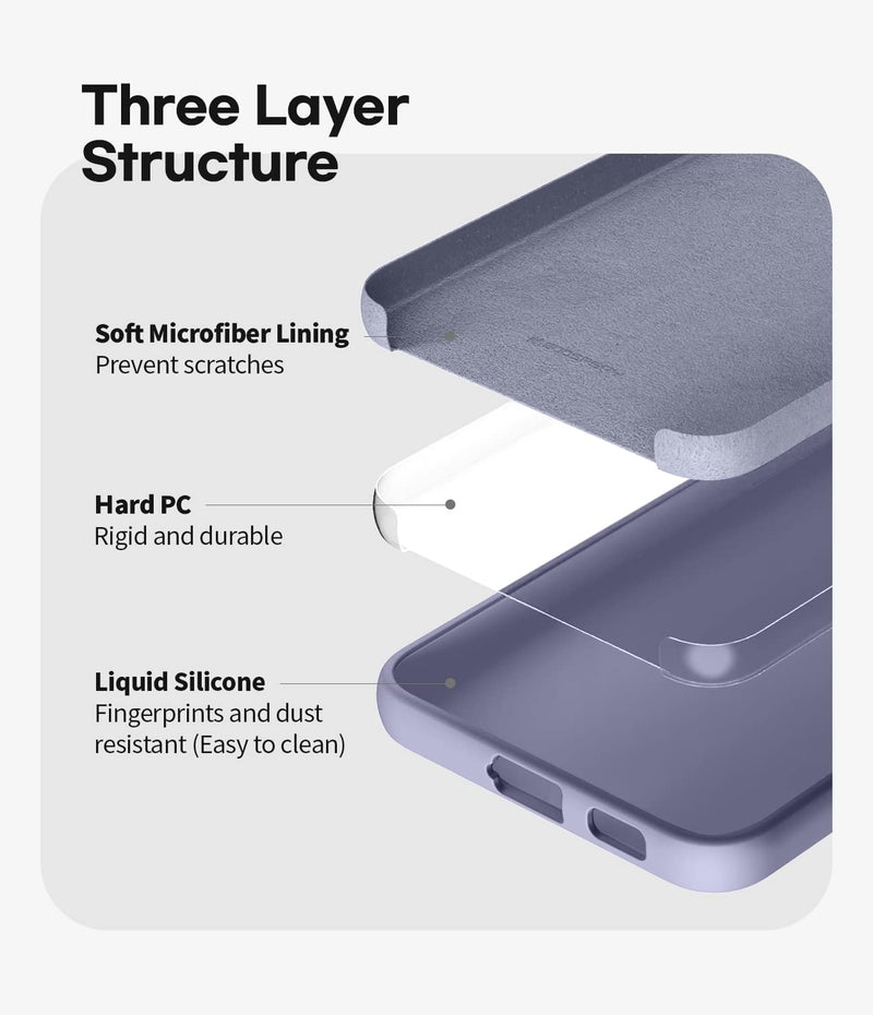 Goospery Liquid Silicone Designed for Galaxy S22 Plus Case (6.6 inches) Silky-Soft Touch Full Body Protection Shockproof Cover Case with Soft Microfiber Lining - Lavender Grey