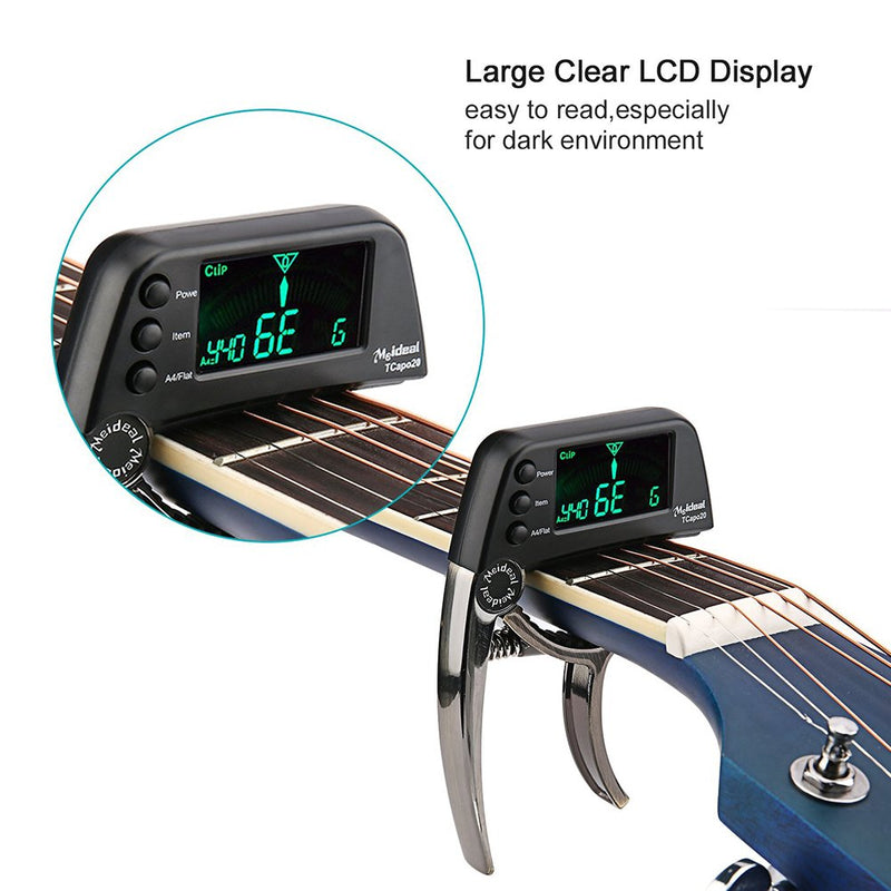 Guitar Tuner Capo, 2 in 1 Electric Guitar Capo Tuner with LCD Screen, Professional Capo Tuner Suitable for Acoustic or Folk Guitar, Banjo, Ukulele, Classical Guitar