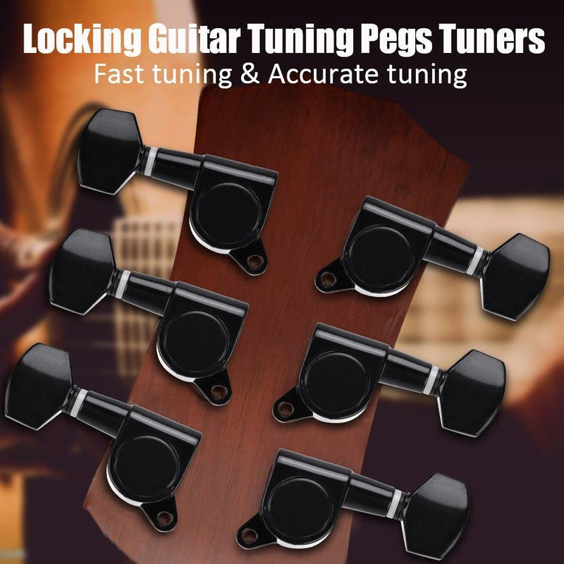 3L3R Guitar Tuning Pegs, Black Enclosed Locking Tuners Zinc Alloy Square Machine Heads …