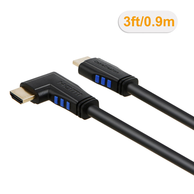 [AUSTRALIA] - HDMI Cable, CableCreation 3 Feet Left Angle 90 Degree Vertical Left 4K HDMI 2.0 Cable, Support 4K Ultra HD, 3D Video, Ethernet, Audio Return Channel, Black 3ft 