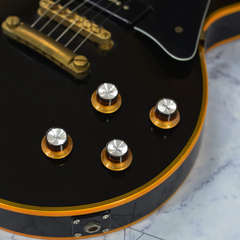 SAPHUE Plastic Top Hat Style 2 Volume and 2 Tone Speed Control Knobs Set for Gibson Les Paul Electric Guitar Replacement Amber