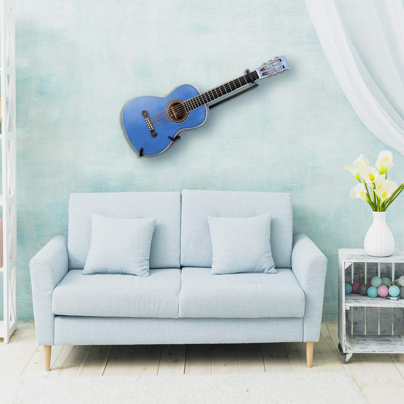 WSS- Black Horizontal Guitar Wall Hanger Display Bracket Mount - Electric, Acoustic, Classic, Bass Guitar & Ukulele