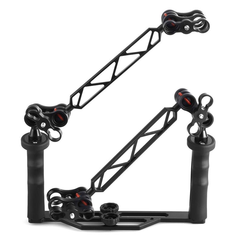 2 Pcs 1" Aluminum Ball Clamp Mount for Underwater Diving Light Arms Tray System, Photography Diving Camera Black 2pcs