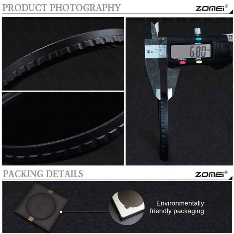 Zomei 82mm HD Ultra Slim 18 Layer Super Multi-Coated ND2-ND400 Fader Variable Neutral Density Lens Filter Adjustable ND Filter German Schott Optical Glass