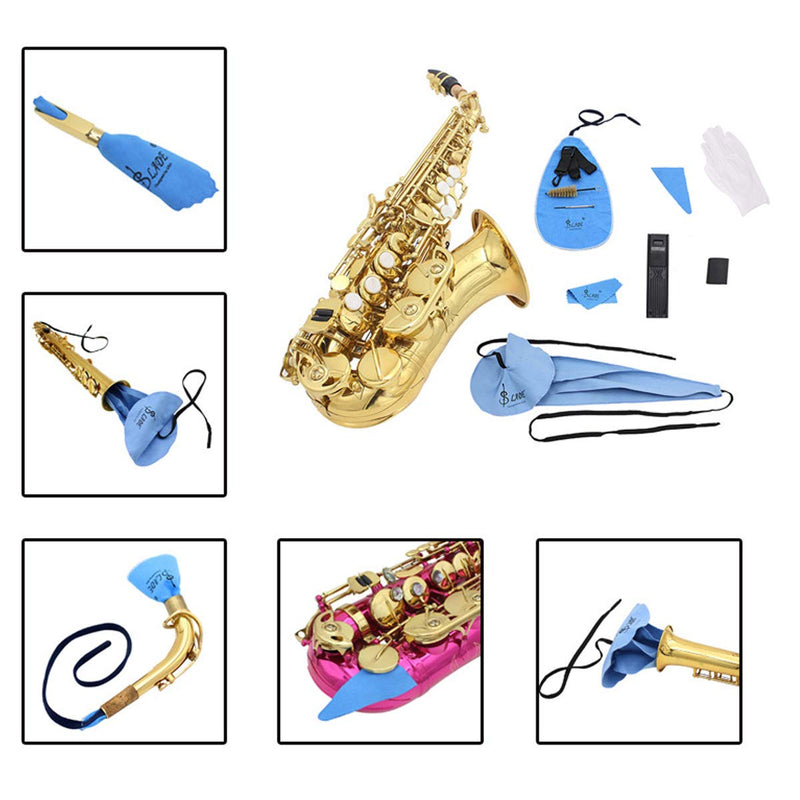 10-in-1 Saxophone Cleaning Kit Sax Clean Tools Saxophone Care Maintenance Set Includes Cleaning Cloth, Mouthpiece Brush, Mini Clarinet Screwdriver, Neck Strap,Reed Case,Thumb Rest Cushion,Gloves